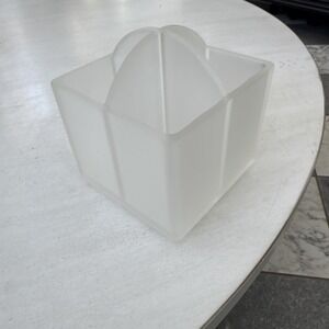 Pencil, Pen, Makeup Brush Holder, 4 Slots Rotating Organizer, Frosted White